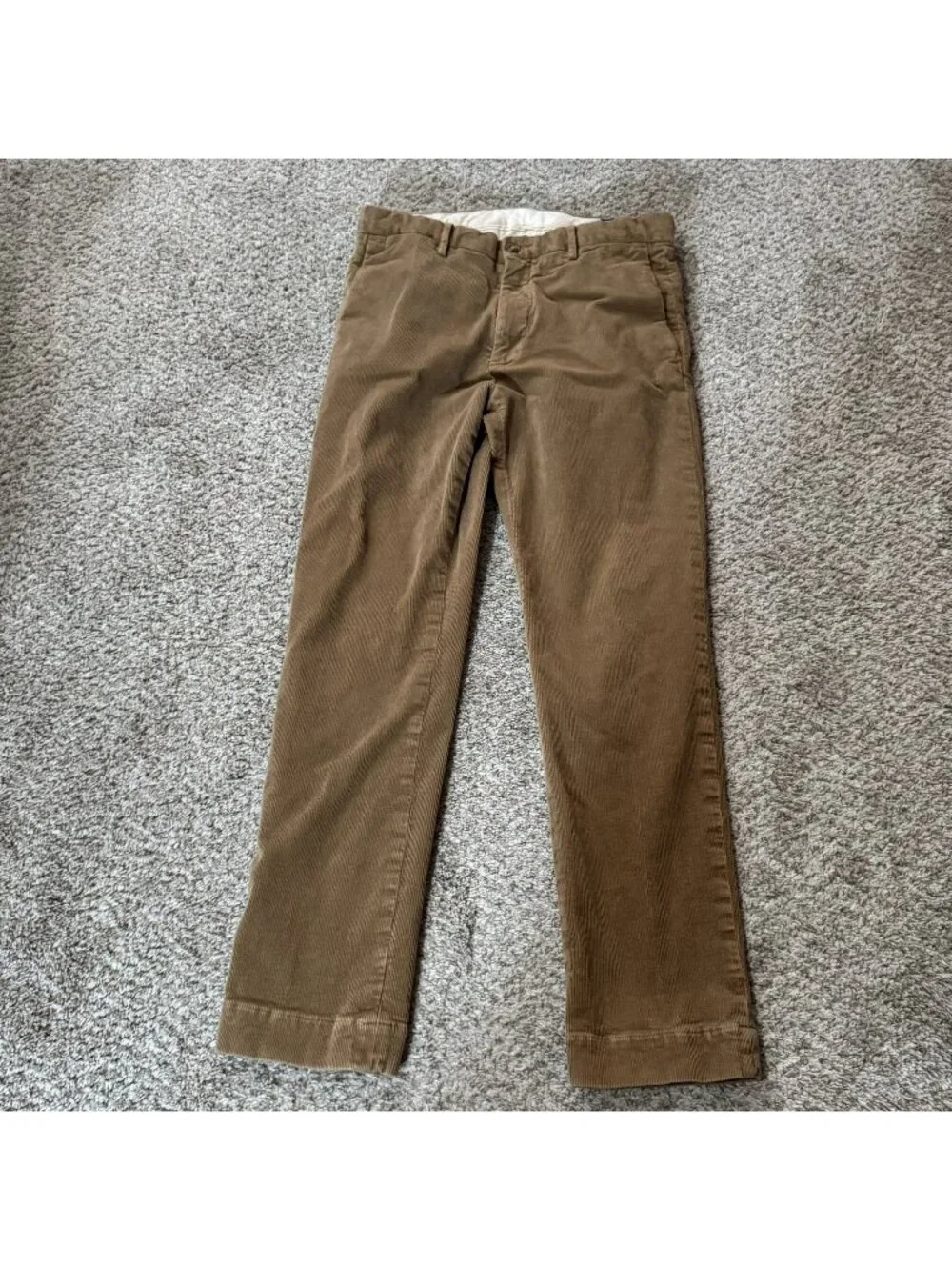 Polo Ralph Lauren Pants Men's Size 31x28 Slim Fit Corduroy Brown Flat Front